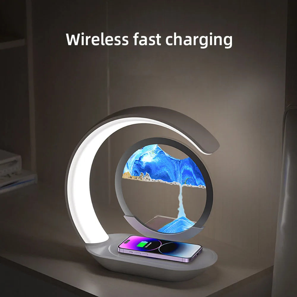 AuraSand™ – 3D Flowing Sand Lamp with Wireless Charging