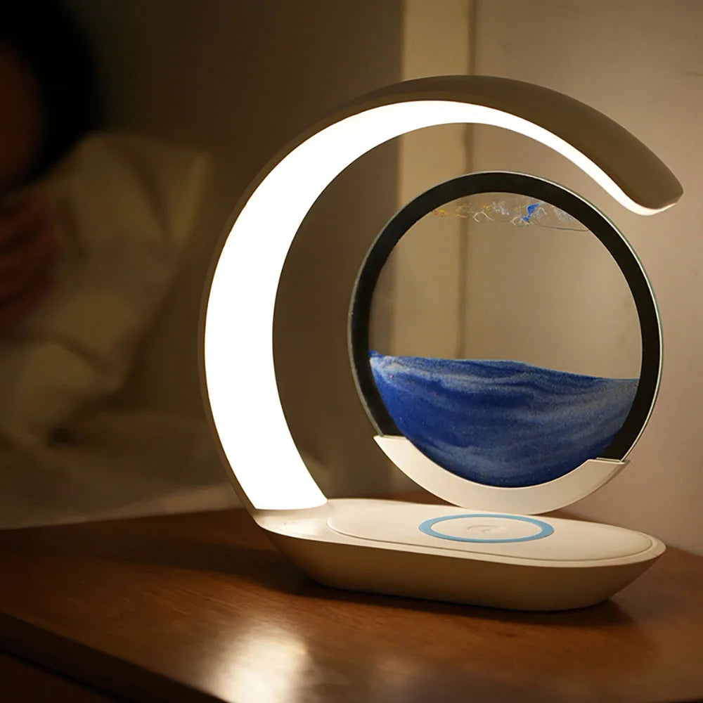 AuraSand™ – 3D Flowing Sand Lamp with Wireless Charging
