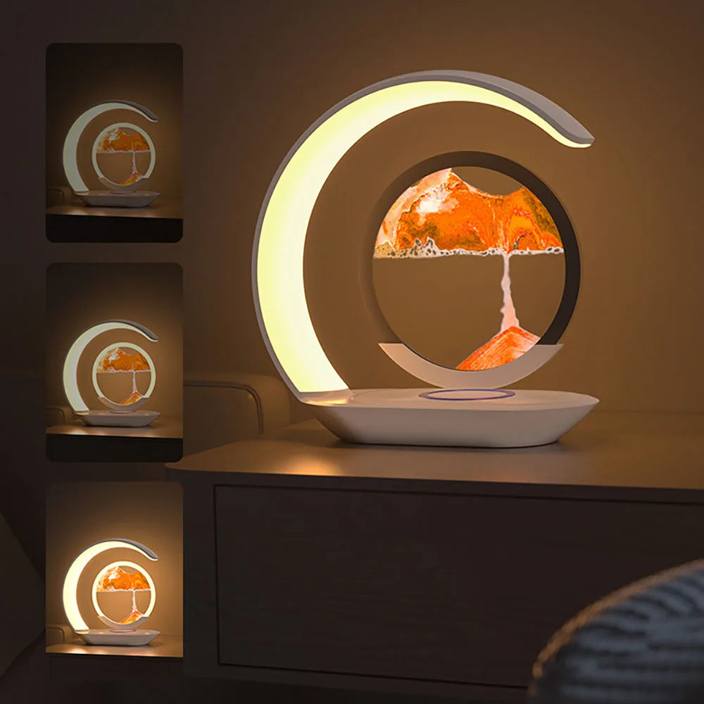 AuraSand™ – 3D Flowing Sand Lamp with Wireless Charging